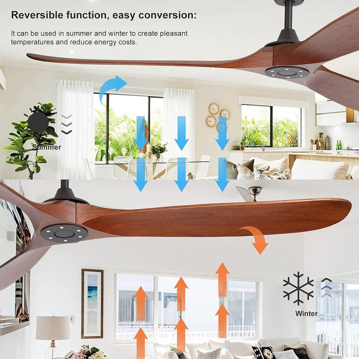 65 in. Smart Large Outdoor Fan, Remote Ceiling Fan with Light, Farmhouse Walnut Reversible DC Ceiling Fan, Propeller Ceiling Fan for Patio Living Room-54-ErisView