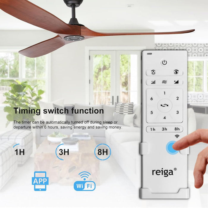 65 in. Smart Large Outdoor Fan, Remote Ceiling Fan with Light, Farmhouse Walnut Reversible DC Ceiling Fan, Propeller Ceiling Fan for Patio Living Room-56-ErisView