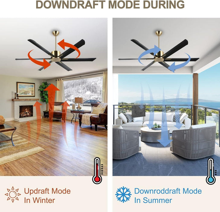 65 in. Smart Large Outdoor Fan, Remote Ceiling Fan with Light, Farmhouse Walnut Reversible DC Ceiling Fan, Propeller Ceiling Fan for Patio Living Room-62-ErisView