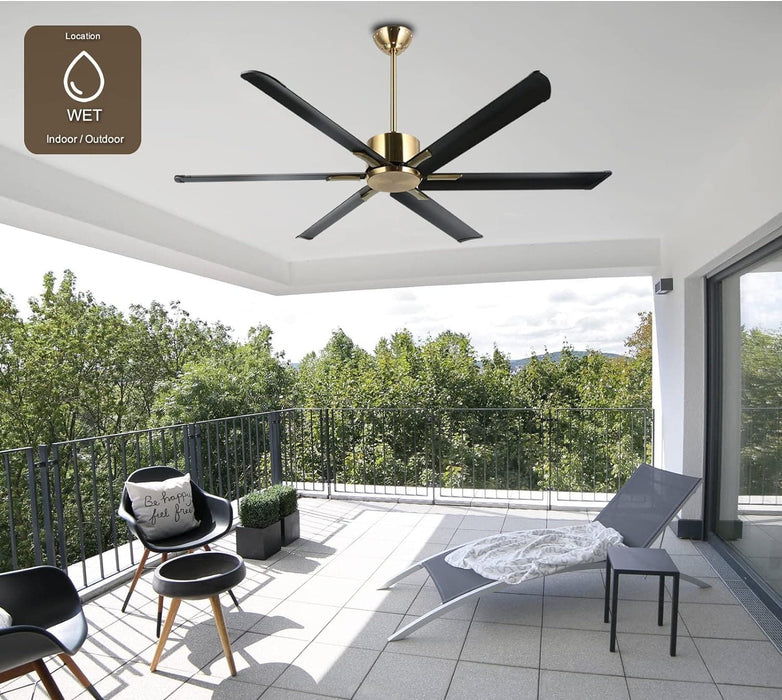 65 in. Smart Large Outdoor Fan, Remote Ceiling Fan with Light, Farmhouse Walnut Reversible DC Ceiling Fan, Propeller Ceiling Fan for Patio Living Room-64-ErisView