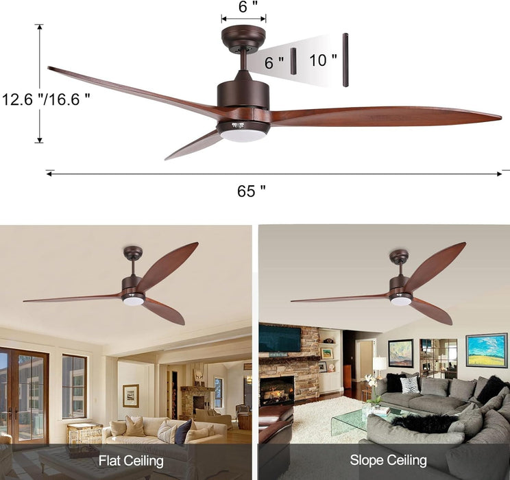 65 in. Smart Large Outdoor Fan, Remote Ceiling Fan with Light, Farmhouse Walnut Reversible DC Ceiling Fan, Propeller Ceiling Fan for Patio Living Room-6-ErisView