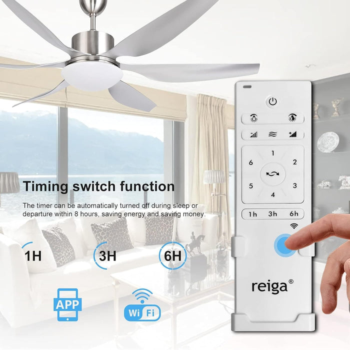 65 in. Smart Large Outdoor Fan, Remote Ceiling Fan with Light, Farmhouse Walnut Reversible DC Ceiling Fan, Propeller Ceiling Fan for Patio Living Room-70-ErisView