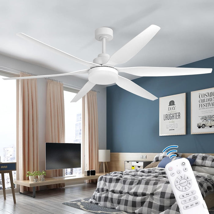 65 in. White Large LED Remote Ceiling Fan with Light, Reversible Quietest Fan For Sleeping with Light-7-ErisView