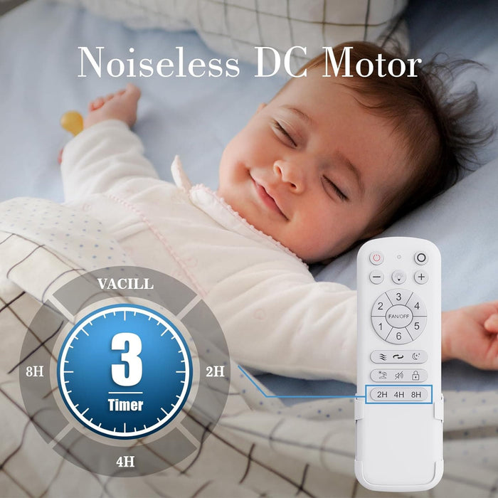 65 in. White Large LED Remote Ceiling Fan with Light, Reversible Quietest Fan For Sleeping with Light-8-ErisView