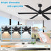 66 in. Black Large Ceiling Fan with Light, Outdoor Fan for Patio, Modern Industrial Ceiling Fans for Living Room, Patio Porch Gazebo Fan -4-ErisView