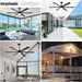 66 in. Black Large Ceiling Fan with Light, Outdoor Fan for Patio, Modern Industrial Ceiling Fans for Living Room, Patio Porch Gazebo Fan -5-ErisView