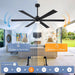 66 in. Black Large Ceiling Fan with Light, Outdoor Fan for Patio, Modern Industrial Ceiling Fans for Living Room, Patio Porch Gazebo Fan -6-ErisView
