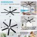 66 in. Black Large Ceiling Fan with Light, Outdoor Fan for Patio, Modern Industrial Ceiling Fans for Living Room, Patio Porch Gazebo Fan -7-ErisView