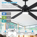 66 in. Black Large Ceiling Fan with Light, Outdoor Fan for Patio, Modern Industrial Ceiling Fans for Living Room, Patio Porch Gazebo Fan -8-ErisView