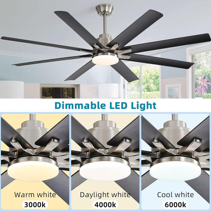66 in. Gold and White Remote Control Ceiling Fan and Light, Smart Modern Industrial Ceiling Fans for Bedroom, Office Ceiling Fan-10-ErisView