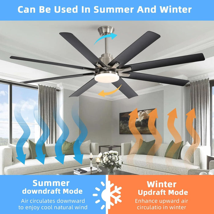 66 in. Gold and White Remote Control Ceiling Fan and Light, Smart Modern Industrial Ceiling Fans for Bedroom, Office Ceiling Fan-11-ErisView