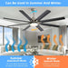 66 in. Gold and White Remote Control Ceiling Fan and Light, Smart Modern Industrial Ceiling Fans for Bedroom, Office Ceiling Fan-11-ErisView