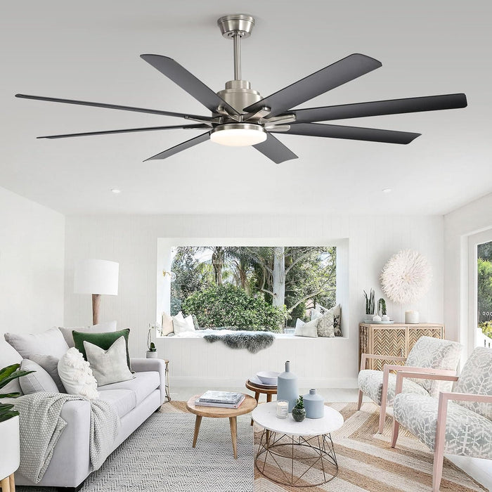 66 in. Gold and White Remote Control Ceiling Fan and Light, Smart Modern Industrial Ceiling Fans for Bedroom, Office Ceiling Fan-16-ErisView