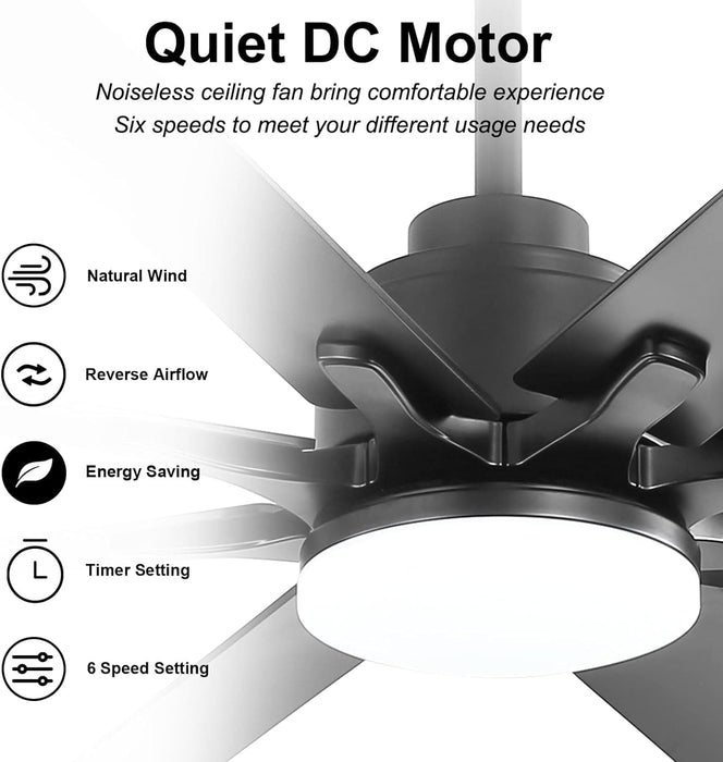 66 in. Gold and White Remote Control Ceiling Fan and Light, Smart Modern Industrial Ceiling Fans for Bedroom, Office Ceiling Fan-20-ErisView