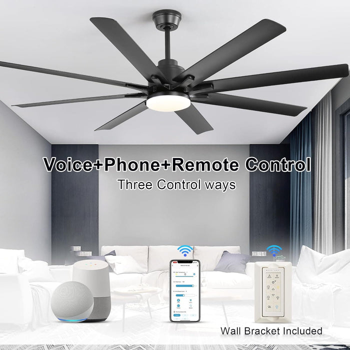 66 in. Gold and White Remote Control Ceiling Fan and Light, Smart Modern Industrial Ceiling Fans for Bedroom, Office Ceiling Fan-21-ErisView
