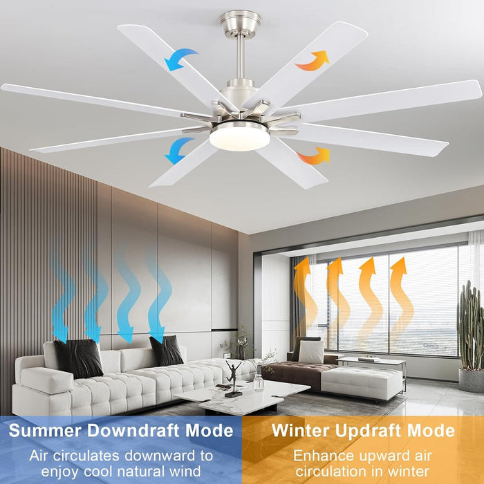 66 in. Gold and White Remote Control Ceiling Fan and Light, Smart Modern Industrial Ceiling Fans for Bedroom, Office Ceiling Fan-26-ErisView