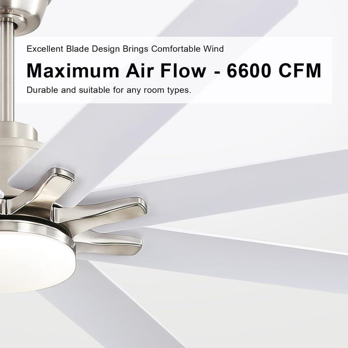 66 in. Gold and White Remote Control Ceiling Fan and Light, Smart Modern Industrial Ceiling Fans for Bedroom, Office Ceiling Fan-29-ErisView