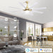 66 in. Gold and White Remote Control Ceiling Fan and Light, Smart Modern Industrial Ceiling Fans for Bedroom, Office Ceiling Fan-2-ErisView
