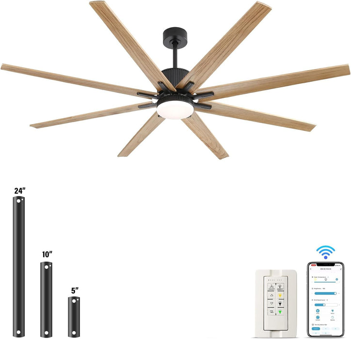 66 in. Gold and White Remote Control Ceiling Fan and Light, Smart Modern Industrial Ceiling Fans for Bedroom, Office Ceiling Fan-31-ErisView