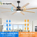 66 in. Gold and White Remote Control Ceiling Fan and Light, Smart Modern Industrial Ceiling Fans for Bedroom, Office Ceiling Fan-33-ErisView