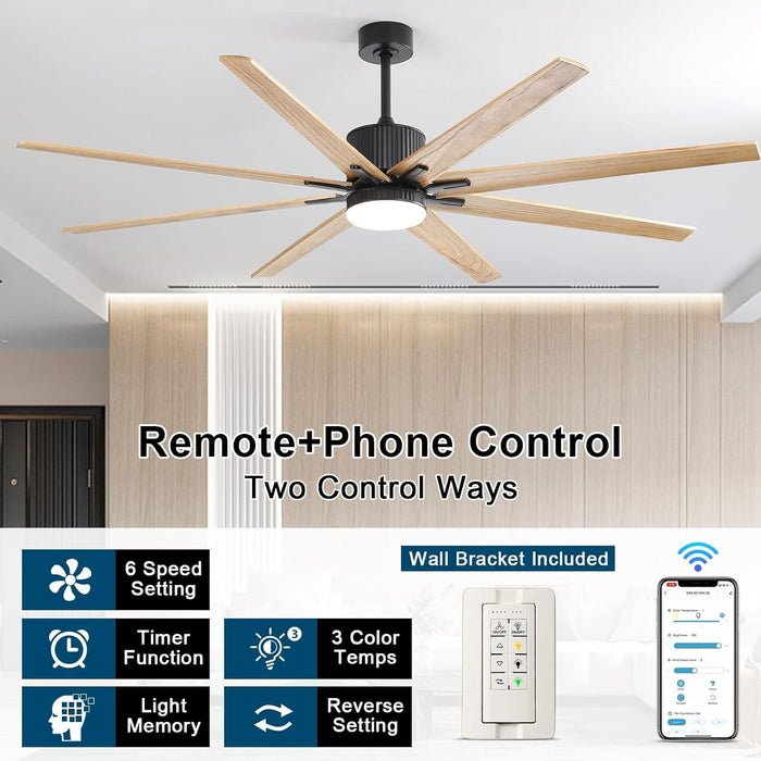 66 in. Gold and White Remote Control Ceiling Fan and Light, Smart Modern Industrial Ceiling Fans for Bedroom, Office Ceiling Fan-34-ErisView