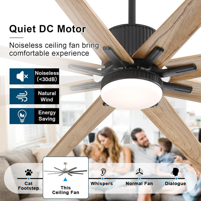 66 in. Gold and White Remote Control Ceiling Fan and Light, Smart Modern Industrial Ceiling Fans for Bedroom, Office Ceiling Fan-35-ErisView