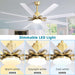 66 in. Gold and White Remote Control Ceiling Fan and Light, Smart Modern Industrial Ceiling Fans for Bedroom, Office Ceiling Fan-3-ErisView