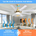 66 in. Gold and White Remote Control Ceiling Fan and Light, Smart Modern Industrial Ceiling Fans for Bedroom, Office Ceiling Fan-4-ErisView