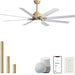66 in. Gold and White Remote Control Ceiling Fan and Light, Smart Modern Industrial Ceiling Fans for Bedroom, Office Ceiling Fan-1-ErisView