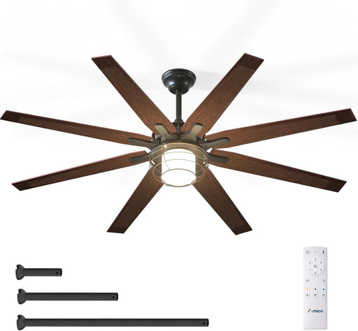 66 in. Indoor Outdoor Black Ceiling Fan with Remote Control, Good Ceiling Fans, Dimmable Noiseless Vintage Ceiling Fans for Bedroom Patio-1-ErisView