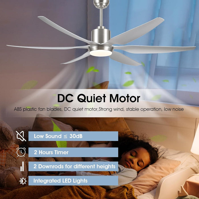 66 in. Large Ceiling Fans with Lights Remote APP Control, Modern Ceiling Fan, New Ceiling Fans for Living Room Garage Workshops, Warehouse Ceiling Fans-7-ErisView