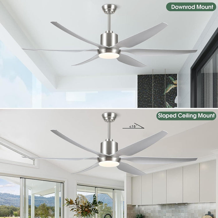 66 in. Large Ceiling Fans with Lights Remote APP Control, Modern Ceiling Fan, New Ceiling Fans for Living Room Garage Workshops, Warehouse Ceiling Fans-9-ErisView