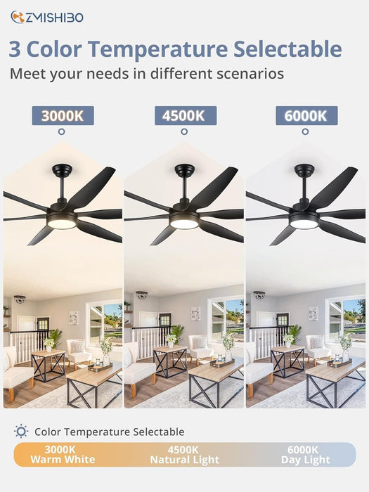 66 in. Large LED Ceiling Fan and Light, Reversible Ceiling Fan for Patio Living Room Bedroom Dining Room, Kitchen Ceiling Fans with Lights-2-ErisView