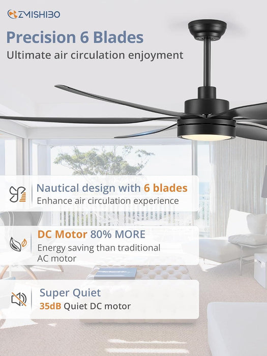 66 in. Large LED Ceiling Fan and Light, Reversible Ceiling Fan for Patio Living Room Bedroom Dining Room, Kitchen Ceiling Fans with Lights-4-ErisView