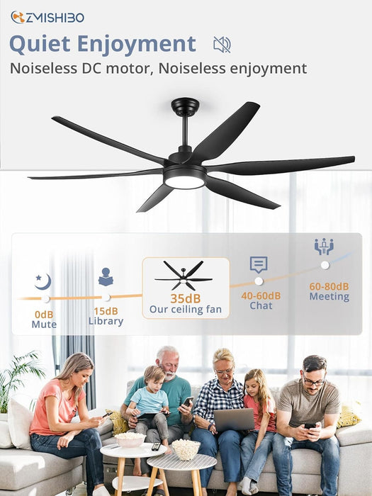 66 in. Large LED Ceiling Fan and Light, Reversible Ceiling Fan for Patio Living Room Bedroom Dining Room, Kitchen Ceiling Fans with Lights-5-ErisView
