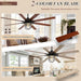66 in. Remote Control Ceiling Fan and Light, Farmhouse Reversible Quiet Ceiling Fans for Living Room Kitchen Patio-2-ErisView