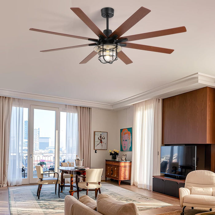 66 in. Remote Control Ceiling Fan and Light, Farmhouse Reversible Quiet Ceiling Fans for Living Room Kitchen Patio-7-ErisView