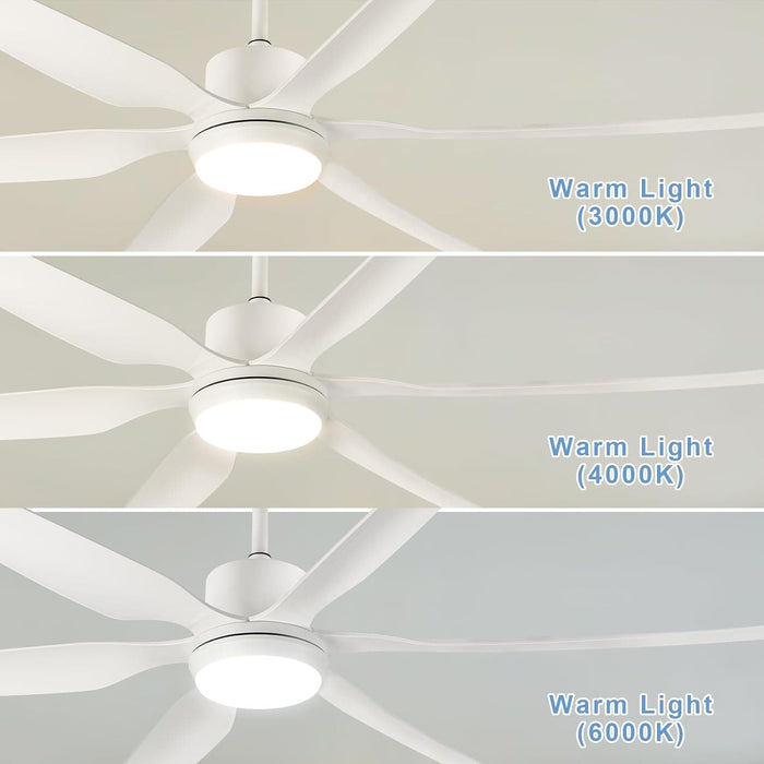 66 in. White Reversible Fans with Lights and Remote, Modern Ceiling Fan with Dimmable LED Lights for Living Room Bedroom Office-5-ErisView