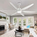 66 in. White Reversible Fans with Lights and Remote, Modern Ceiling Fan with Dimmable LED Lights for Living Room Bedroom Office-1-ErisView