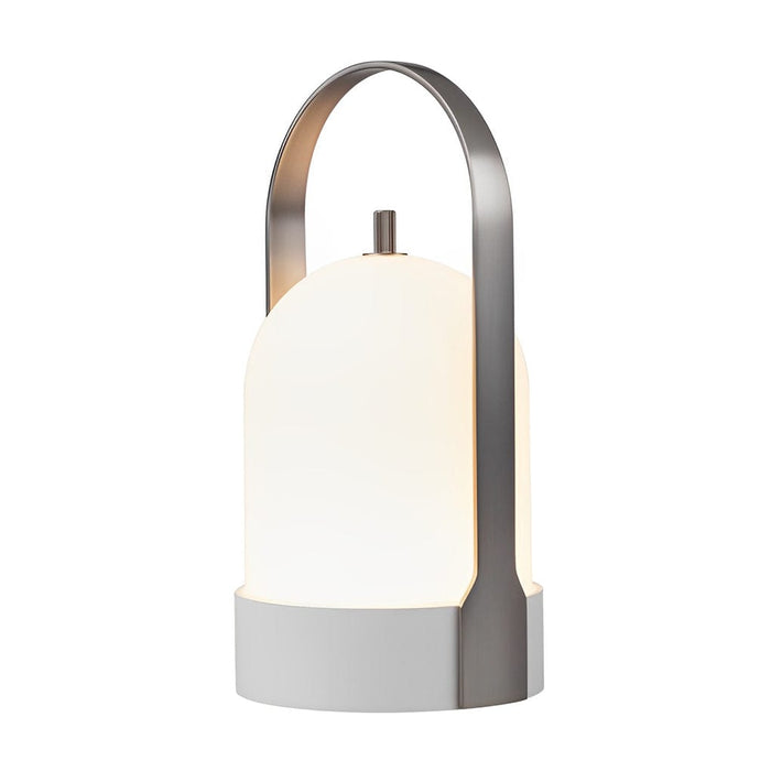 Electroplating Metal Portable Table Lamp With Arched Handle LED Touch Dimming Bedside Light