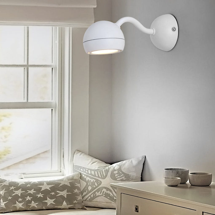 Round Adjustable Iron LED Minimalist Modern Bedside Reading Wall Lamp