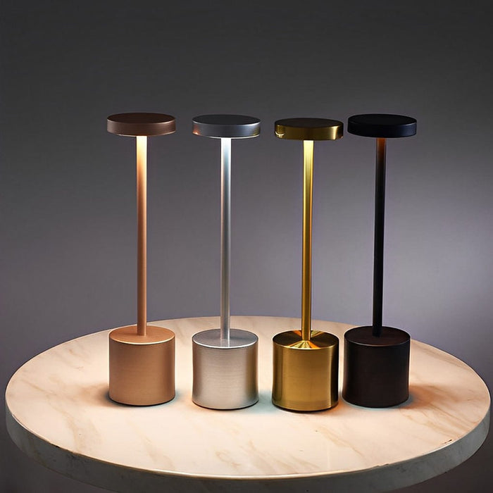 Electroplating Iron Rechargeable Portable Table Lamp LED Dimming Cordless Reading Light