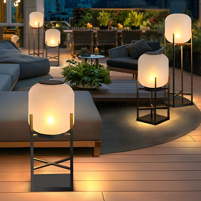Lantern Design Waterproof LED Modern Solar Outdoor Floor Lamp Standing Lamp
