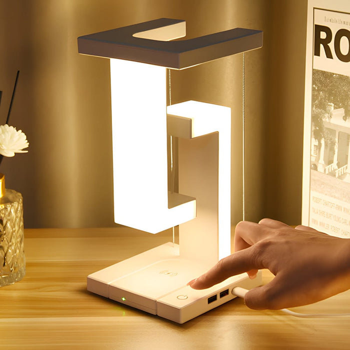 Plastic Floating Anti Gravity Table Lamp Wireless Charging LED Desk Lamp