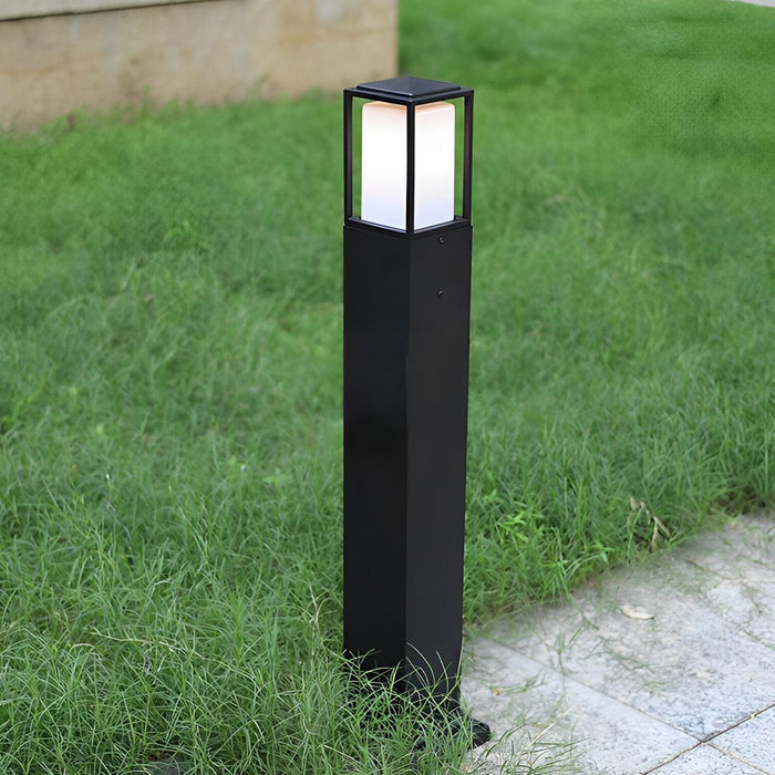 31.49 In. H Aluminum Black Bollard Lights Square Outdoor Path Lights