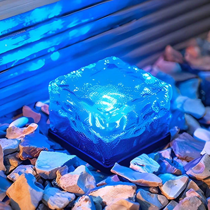 Square Creative Ice Brick LED Waterproof smart Solar Outdoor Lights