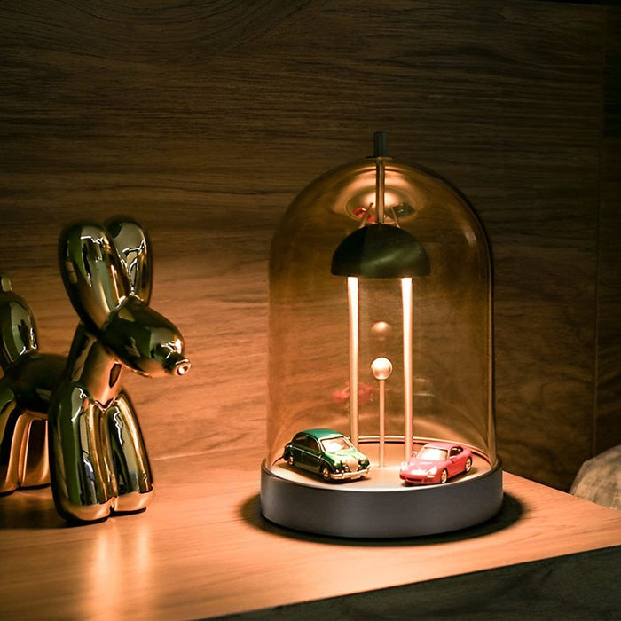 DIY Cylindrical Dome Detachable Glass Table Lamp Battery Touch Dimming Decorative Ambient Light