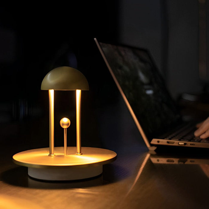 Electroplating Metal Golden Jingle Gesture Touch Dimming Table Lamp Rechargeable Night Light