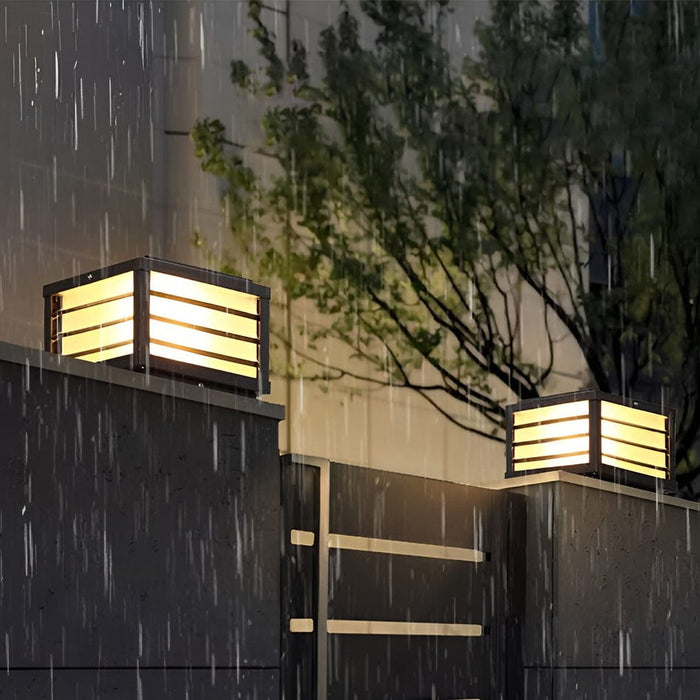 Square Waterproof LED Three Step Dimming Modern Solar Fence Post Lights