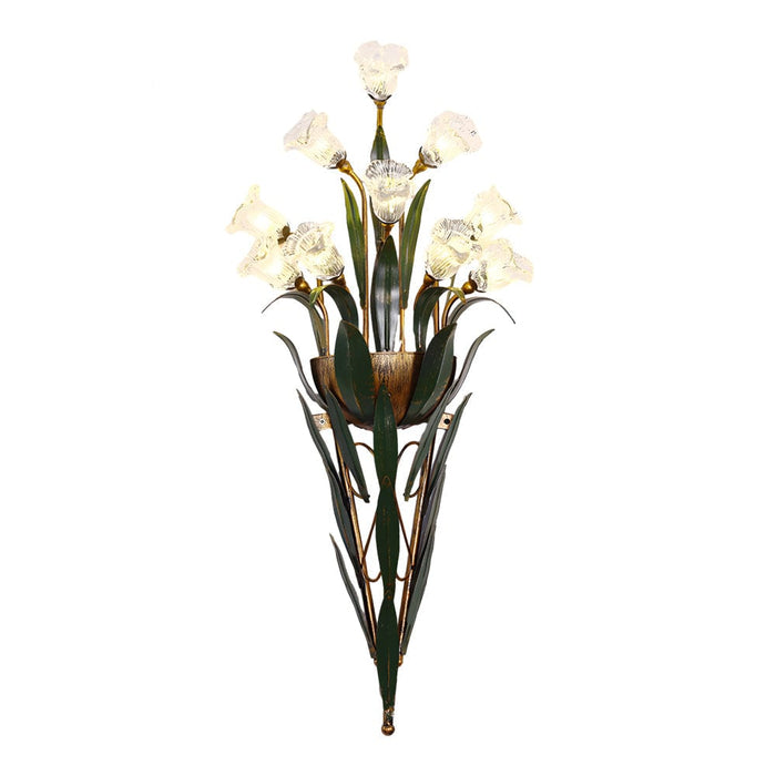 Bouquet Flowers Leaves 3 Step Dimming Pastoral American Style Wall Lamp